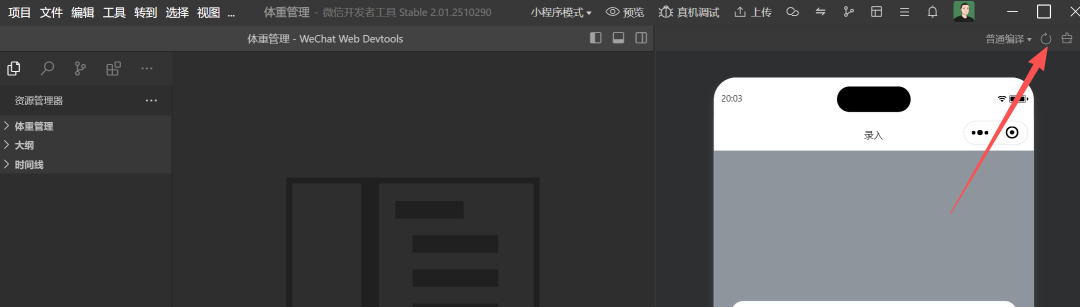 微信开发者工具中运行小程序并查看报错提示
