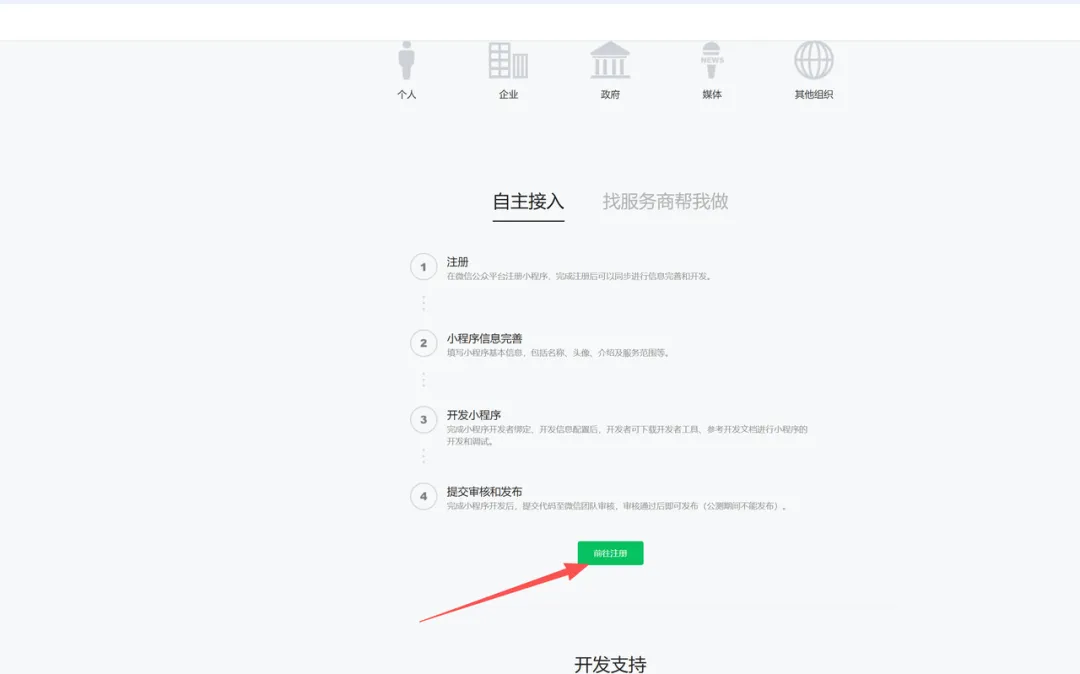 注册小程序时填写邮箱与密码